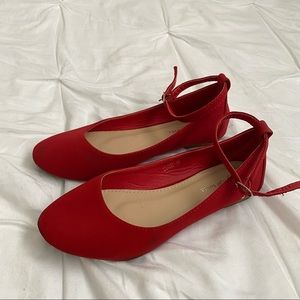 Red Ankle Strapped flats
